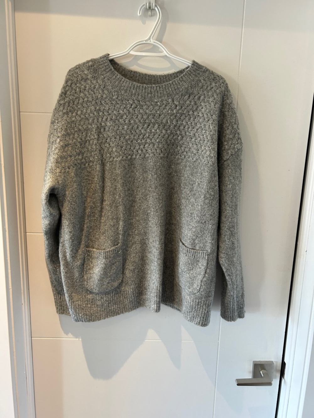 Joe Fresh Grey Crewneck Sweater with Front Patch Pockets